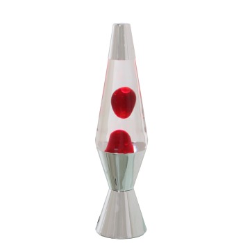 Lampada Lava Metallo Lucido Liquido Transp./rosso_ø9x37cm