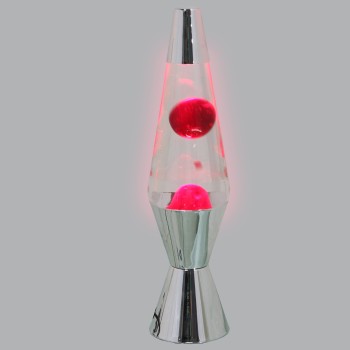 Lampada Lava Metallo Lucido Liquido Transp./rosso_ø9x37cm