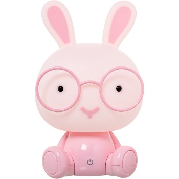 Lampada Da Tavolo Coniglio Rosa 20x17x31cm Alimentazione Usb, Abs+pp
