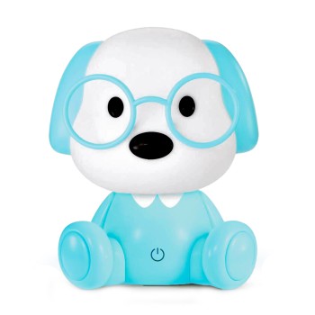 Lampada Da Tavolo Cucciolo Blu 18x15x20cm Alimentatore Usb, Abs+pp
