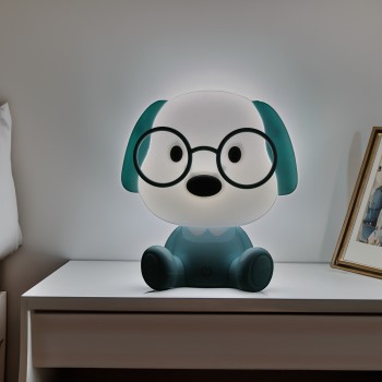 Lampada Da Tavolo Cucciolo Blu 18x15x20cm Alimentatore Usb, Abs+pp